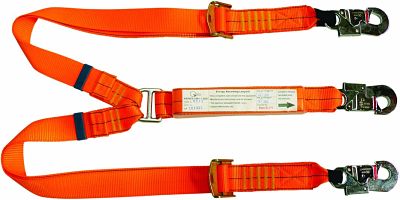 Adjustable Double Leg Shock Absorbing Lanyard with Double Action Hooks 2m
