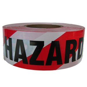BARRIER TAPE RED STRIPES LIFE HAZARD DO NOT ENTER 2mil