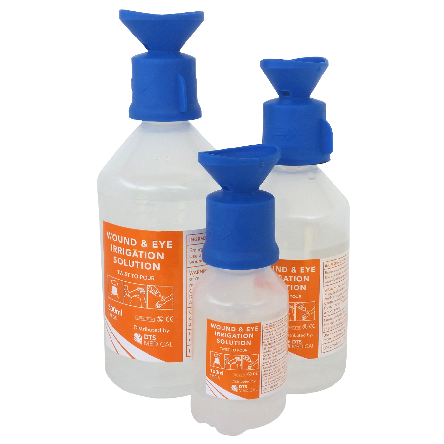 Eye Wash Bottle With Saline, 100ml, 250ml, and 500ml