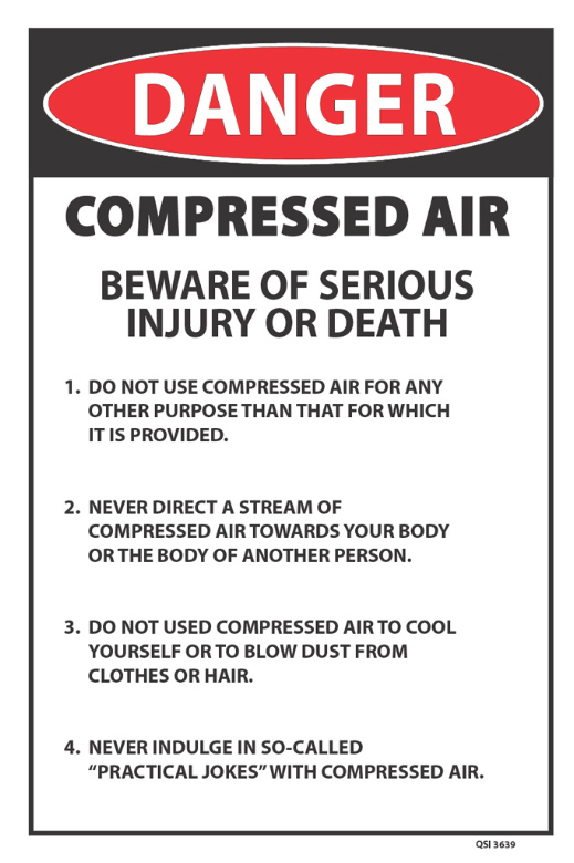 Danger Compressed Air Beware