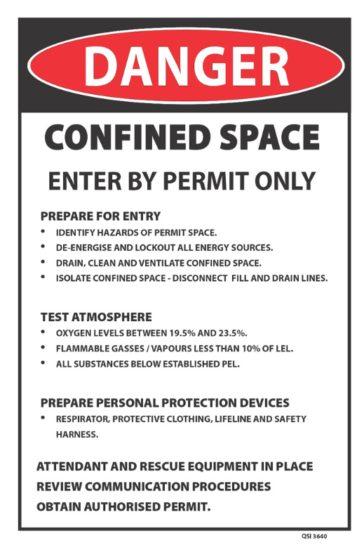 Danger Confined Space Enter By Permit
