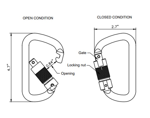 Carabiner Offset Steel Triple Locking Captive Eye Pin - Image 3